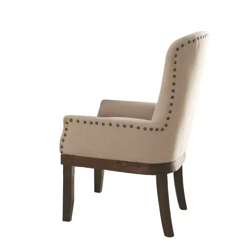 Fauteuil de salle à manger Landon Arm - Salvage Brown -: Rembourrage en lin, Clous décoratifs, Cadre en bois
