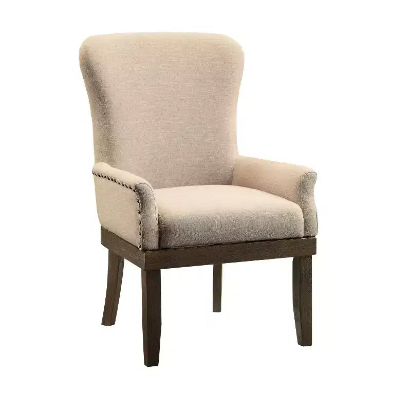 Fauteuil de salle à manger Landon Arm - Salvage Brown -: Rembourrage en lin, Clous décoratifs, Cadre en bois