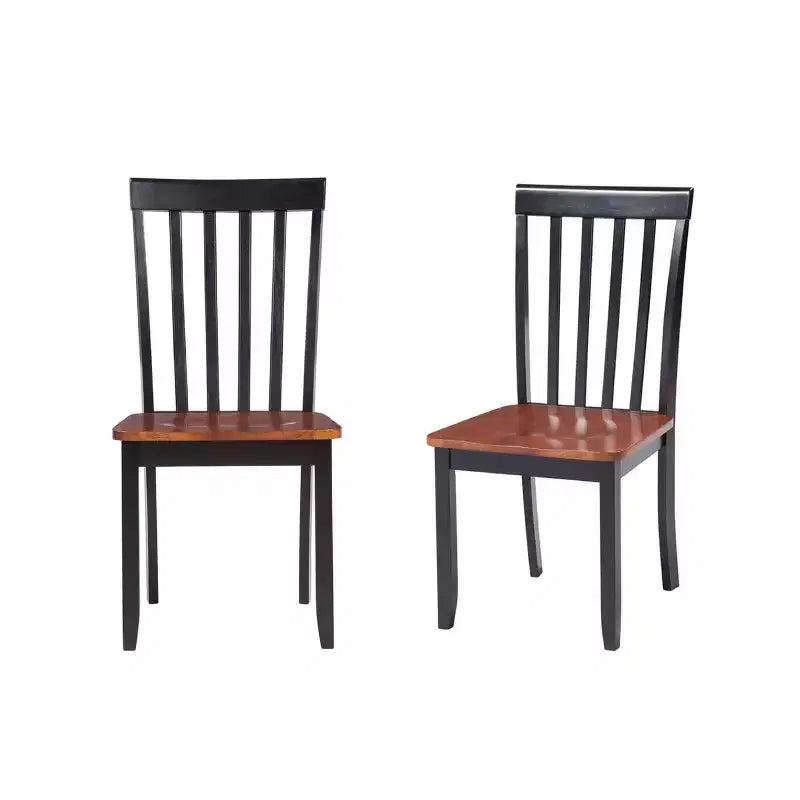 Chaises de salle à manger Bloomington noires et cerise - : bois d'hévéa massif, sans accoudoirs, capacité de 136 kg, dossier à lattes