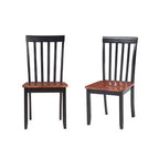 Chaises de salle à manger Bloomington noires et cerise - : bois d'hévéa massif, sans accoudoirs, capacité de 136 kg, dossier à lattes