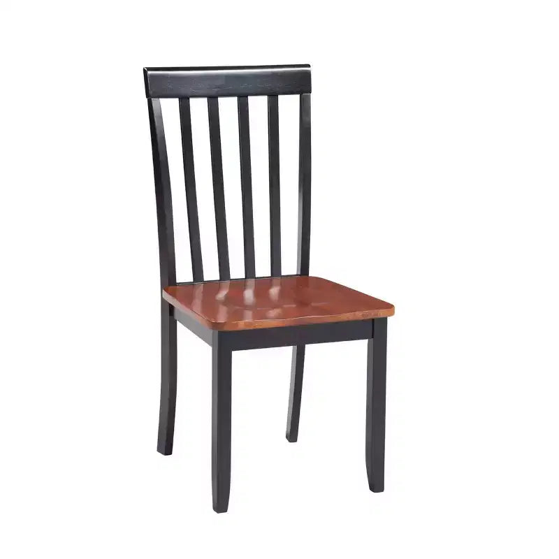 Chaises de salle à manger Bloomington noires et cerise - : bois d'hévéa massif, sans accoudoirs, capacité de 136 kg, dossier à lattes
