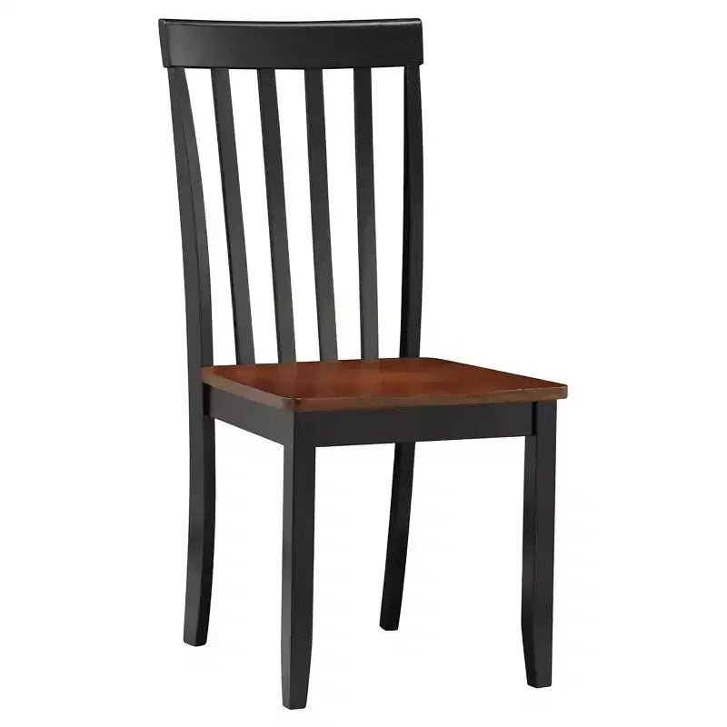 Chaises de salle à manger Bloomington noires et cerise - : bois d'hévéa massif, sans accoudoirs, capacité de 136 kg, dossier à lattes