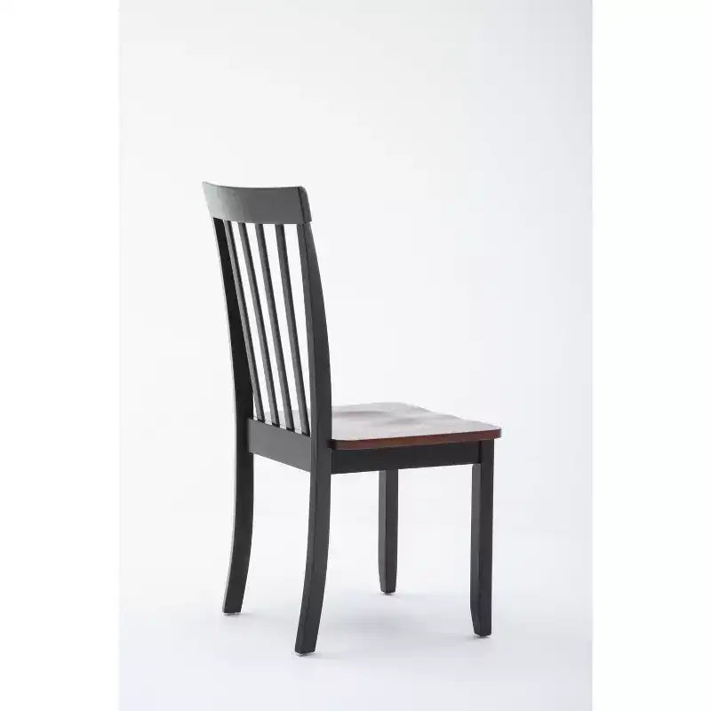 Chaises de salle à manger Bloomington noires et cerise - : bois d'hévéa massif, sans accoudoirs, capacité de 136 kg, dossier à lattes