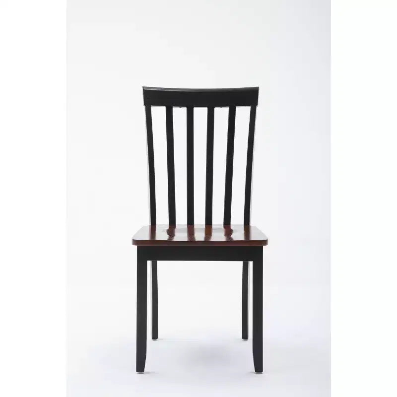 Chaises de salle à manger Bloomington noires et cerise - : bois d'hévéa massif, sans accoudoirs, capacité de 136 kg, dossier à lattes