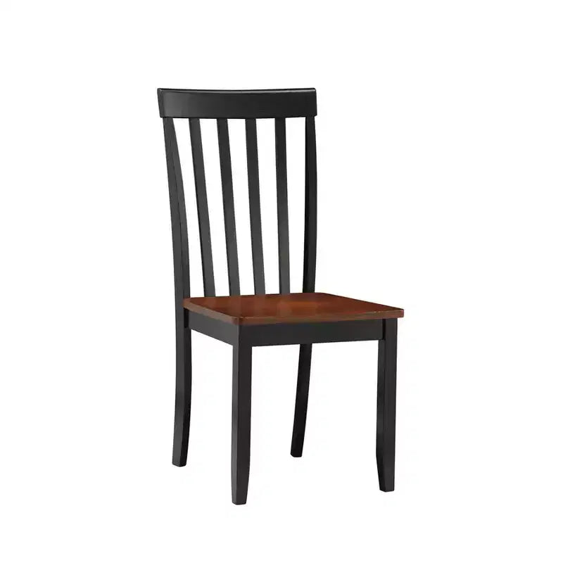 Chaises de salle à manger Bloomington noires et cerise - : bois d'hévéa massif, sans accoudoirs, capacité de 136 kg, dossier à lattes