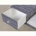 HOMES: Inside + Out Banc de rangement de style milieu de siècle gris vieilli : Rembourré, siège capitonné, pieds en bois