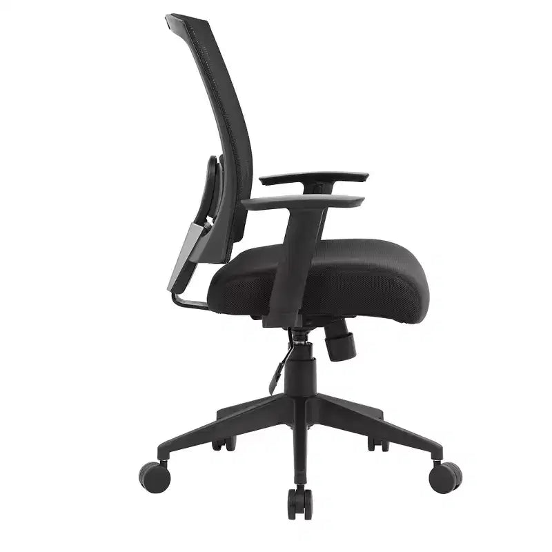 Fauteuil de bureau dossier résille noir : Ergonomique, accoudoirs réglables, pivotant, piètement nylon