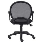 Chaise en maille avec accoudoirs réglables Noir - : Pivotante ergonomique, pieds en nylon, capacité de 125 kg
