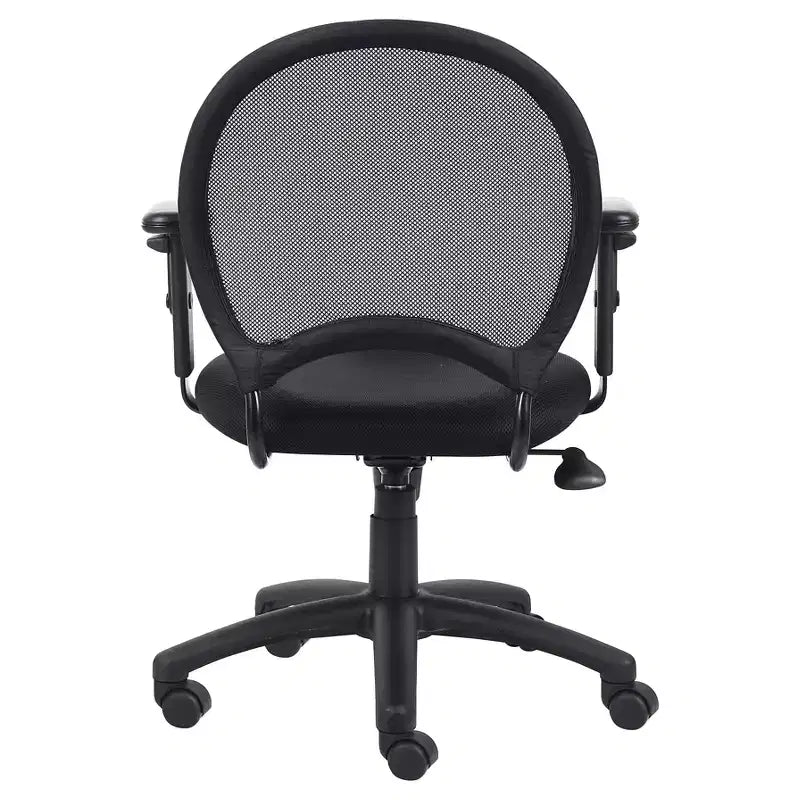 Chaise en maille avec accoudoirs réglables Noir - : Pivotante ergonomique, pieds en nylon, capacité de 125 kg