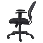 Chaise en maille avec accoudoirs réglables Noir - : Pivotante ergonomique, pieds en nylon, capacité de 125 kg
