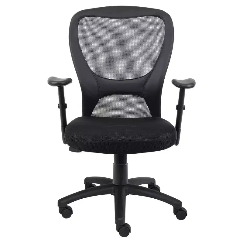 Fauteuil de bureau en mesh avec accoudoirs réglables Noir -: Pivotant, Ergonomique, Piètement en nylon