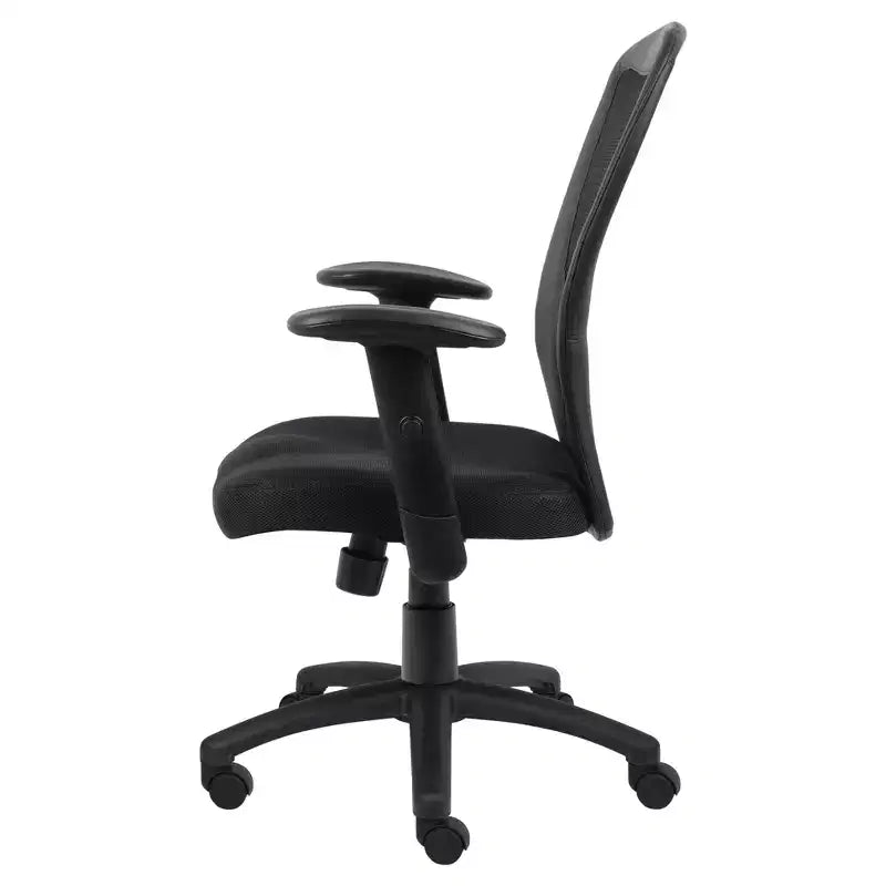 Fauteuil de bureau en mesh avec accoudoirs réglables Noir -: Pivotant, Ergonomique, Piètement en nylon