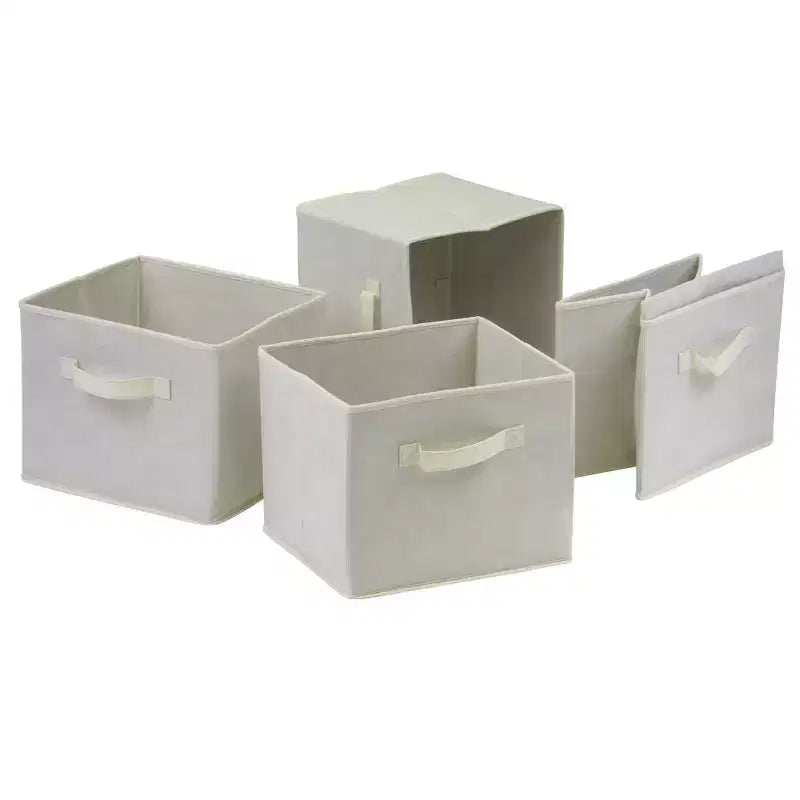 5 étagères de rangement Verona avec paniers pliables en tissu Noyer/Blanc : Design moderne du milieu du siècle, Composite de bois