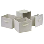 5 étagères de rangement Verona avec paniers pliables en tissu Noyer/Blanc : Design moderne du milieu du siècle, Composite de bois