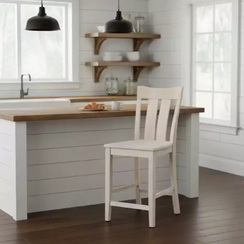 Tabouret de bar 24" Ava, hauteur comptoir, non fini - : Bois massif, siège carré