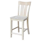Tabouret de bar 24" Ava, hauteur comptoir, non fini - : Bois massif, siège carré