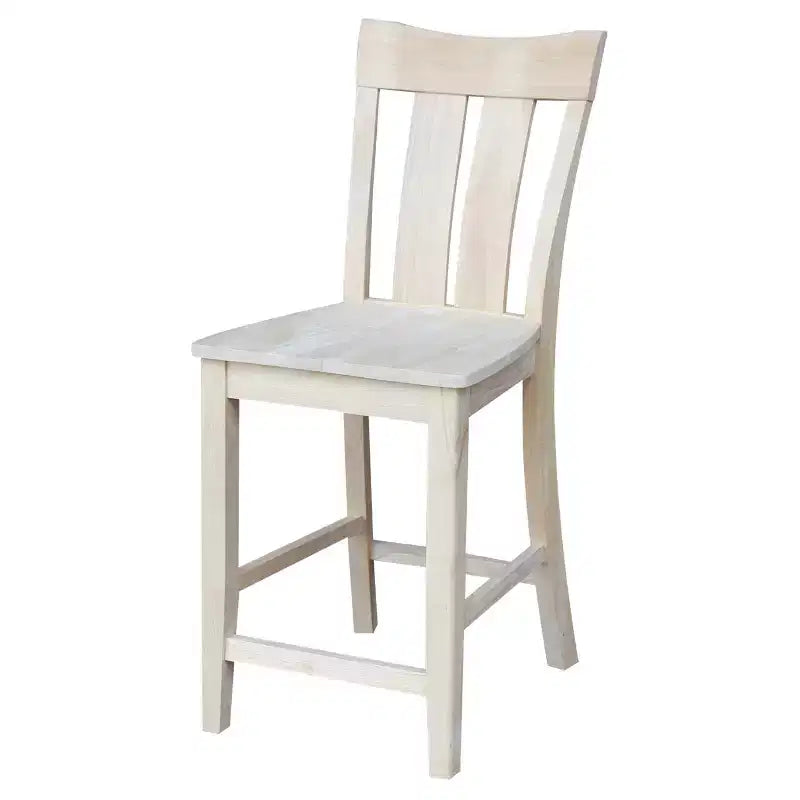 Tabouret de bar 24" Ava, hauteur comptoir, non fini - : Bois massif, siège carré