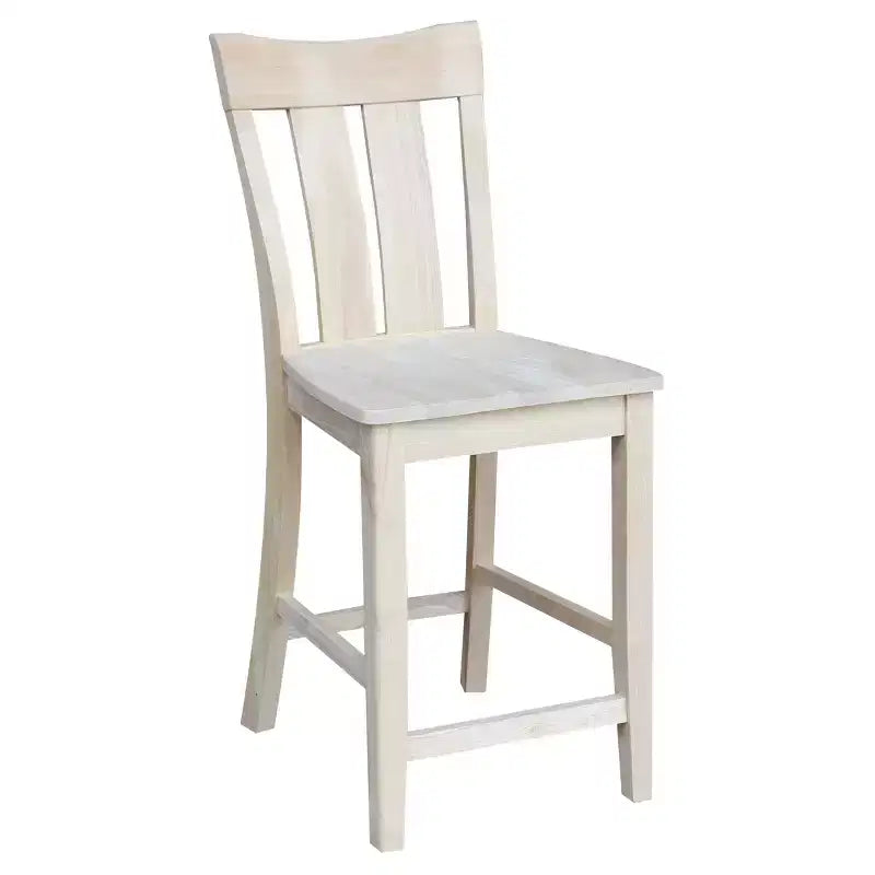 Tabouret de bar 24" Ava, hauteur comptoir, non fini - : Bois massif, siège carré