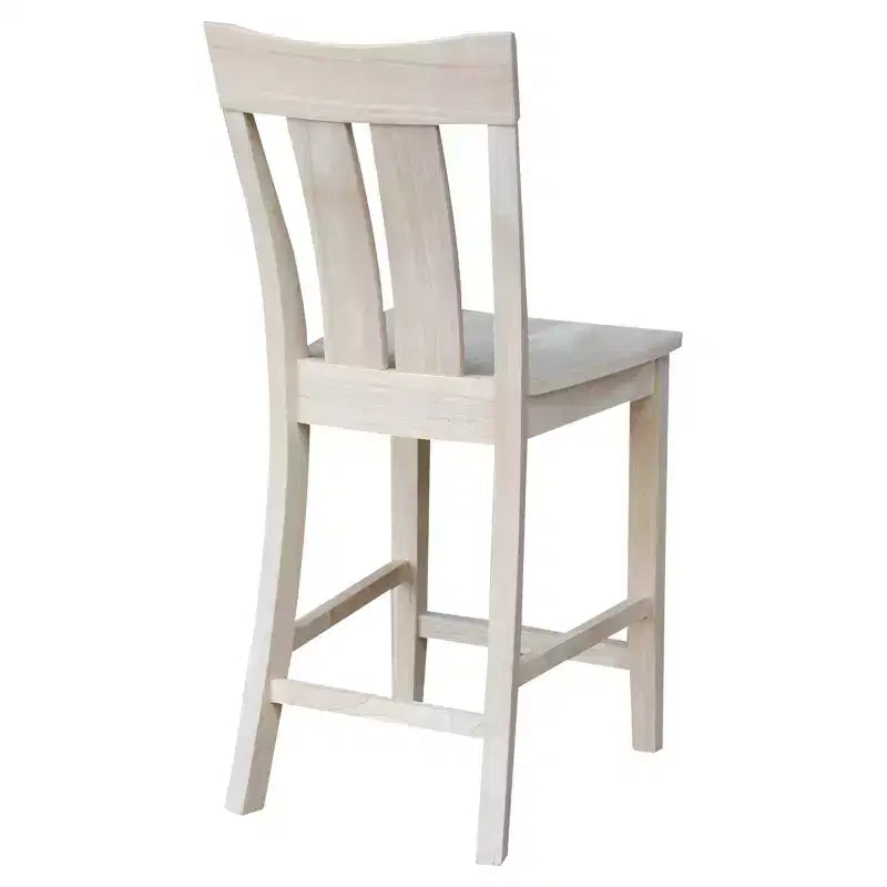 Tabouret de bar 24" Ava, hauteur comptoir, non fini - : Bois massif, siège carré