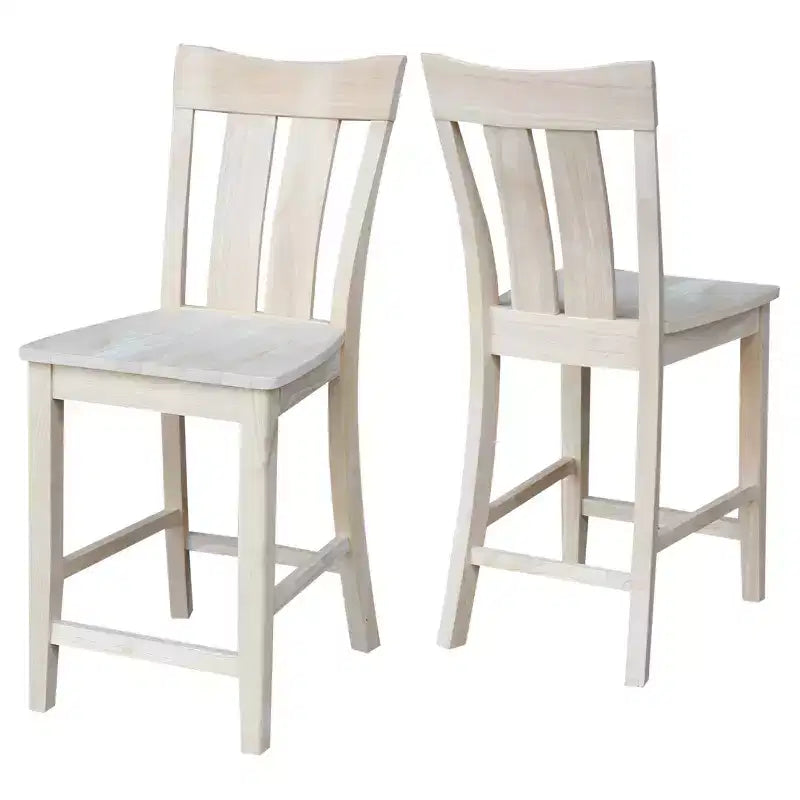 Tabouret de bar 24" Ava, hauteur comptoir, non fini - : Bois massif, siège carré
