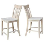 Tabouret de bar 24" Ava, hauteur comptoir, non fini - : Bois massif, siège carré