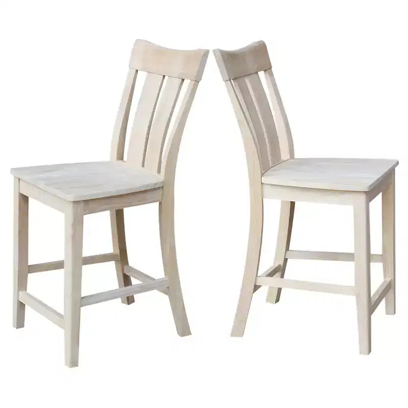 Tabouret de bar 24" Ava, hauteur comptoir, non fini - : Bois massif, siège carré