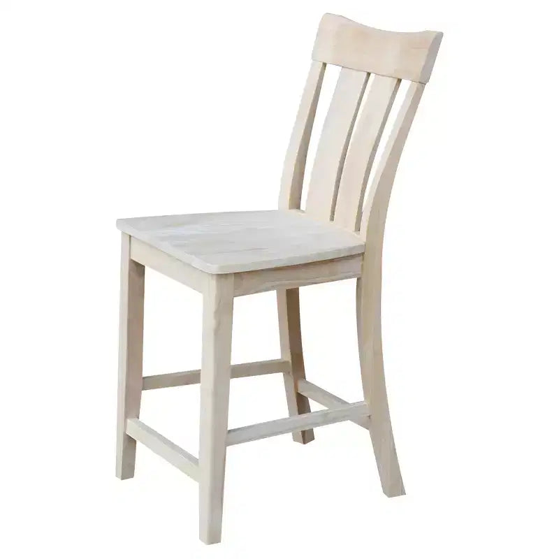Tabouret de bar 24" Ava, hauteur comptoir, non fini - : Bois massif, siège carré