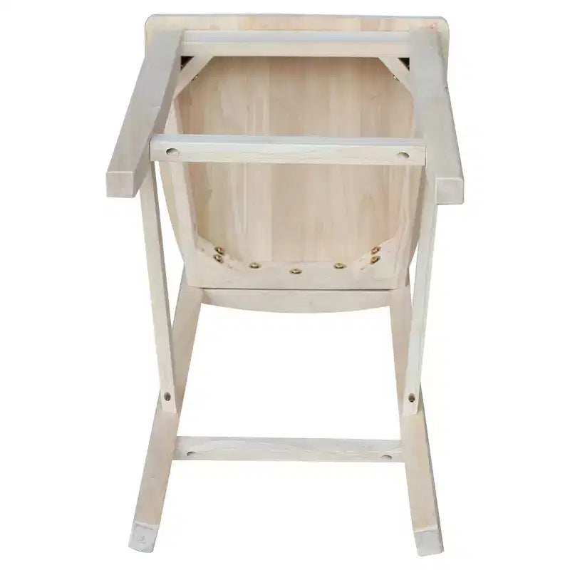 Tabouret de bar 24" Ava, hauteur comptoir, non fini - : Bois massif, siège carré