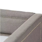 Lit de repos jumeau Raymond moderne et contemporain avec clous décoratifs en tissu, lit gigogne et roulettes de lit d'appoint gris : Structure en bois d'hévéa