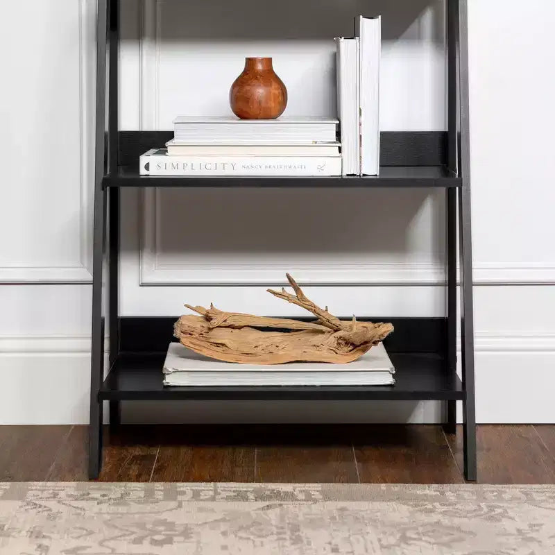 Étagère bibliothèque 55" en bois à 4 tablettes, style échelle