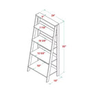 Étagère bibliothèque 55" en bois à 4 tablettes, style échelle
