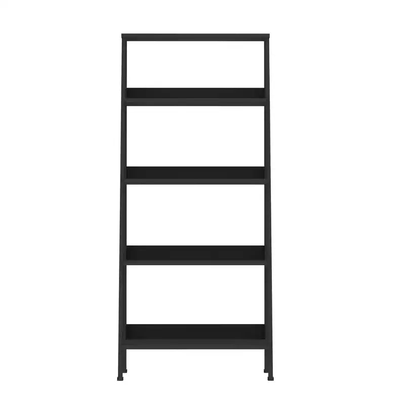 Étagère bibliothèque 55" en bois à 4 tablettes, style échelle