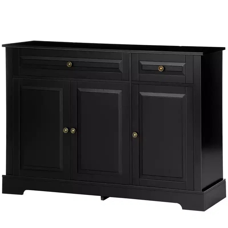 Buffet de cuisine moderne avec 2 tiroirs et étagères réglables, Meuble de rangement pour salon