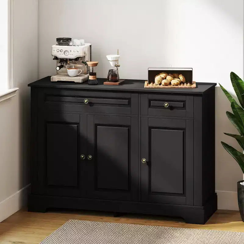 Sideboard Buffet Cabinet, Modern Kitchen Cabinet with 2 Drawers and Adjustable Shelves, Coffee Bar Cabinet for Living Room