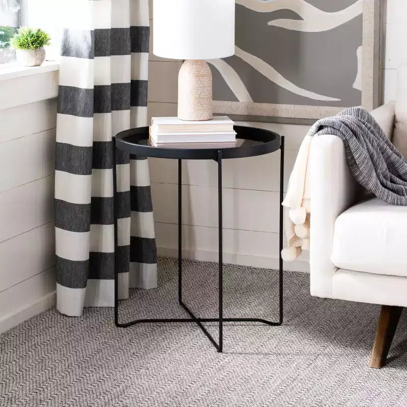 Petite table d'appoint ronde avec plateau - ACC4206A - Or rose/noir