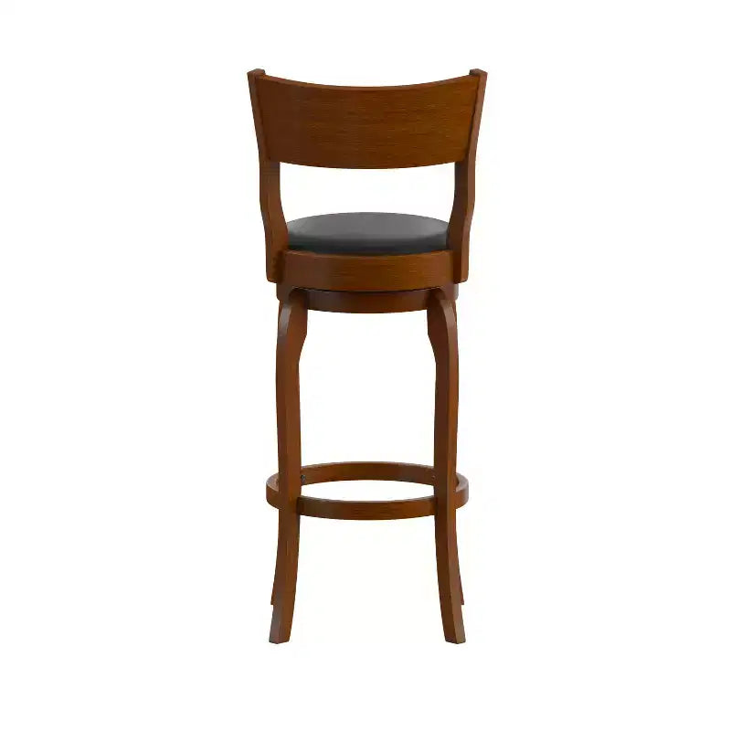 Tabouret de bar pivotant Emma et Oliver de style pub classique en bois avec siège rembourré en similicuir